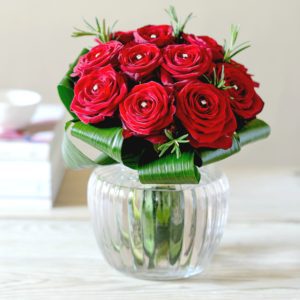 DIAMONDS ARE FOREVER RED ROSE POSY